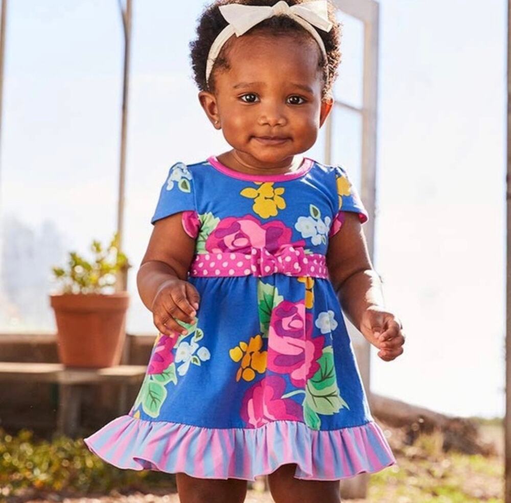 Matilda Jane Girls Size 2T Dress Lot Floral Blue Ruffle Dresses + Bloomer EUC